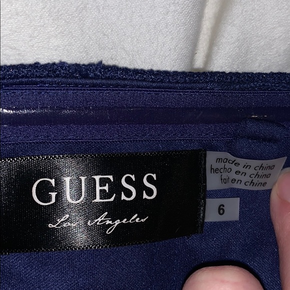 GUESS Size 6 scalloped lace navy strapless dress - Picture 4 of 4